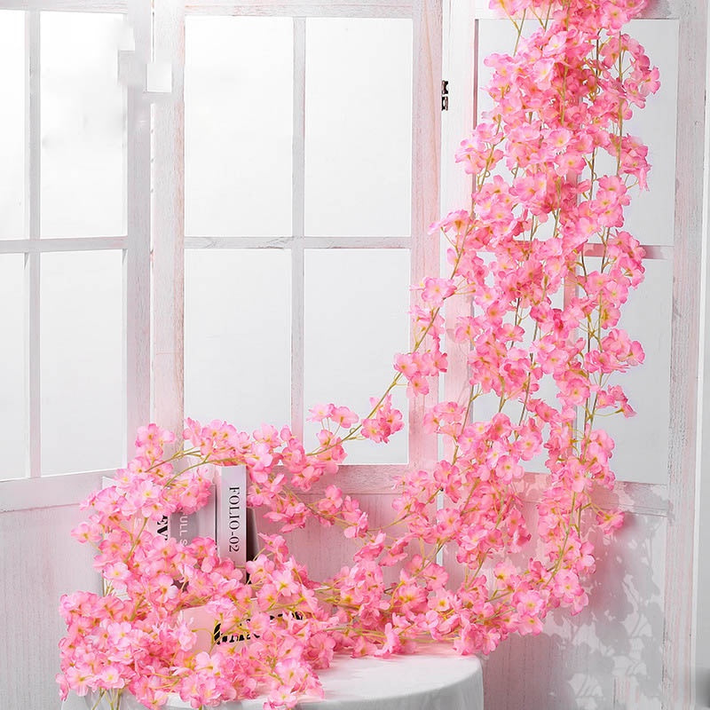 Artificial Cherry Rattan Decorative Flower Vine 70in 135pcs Flower
