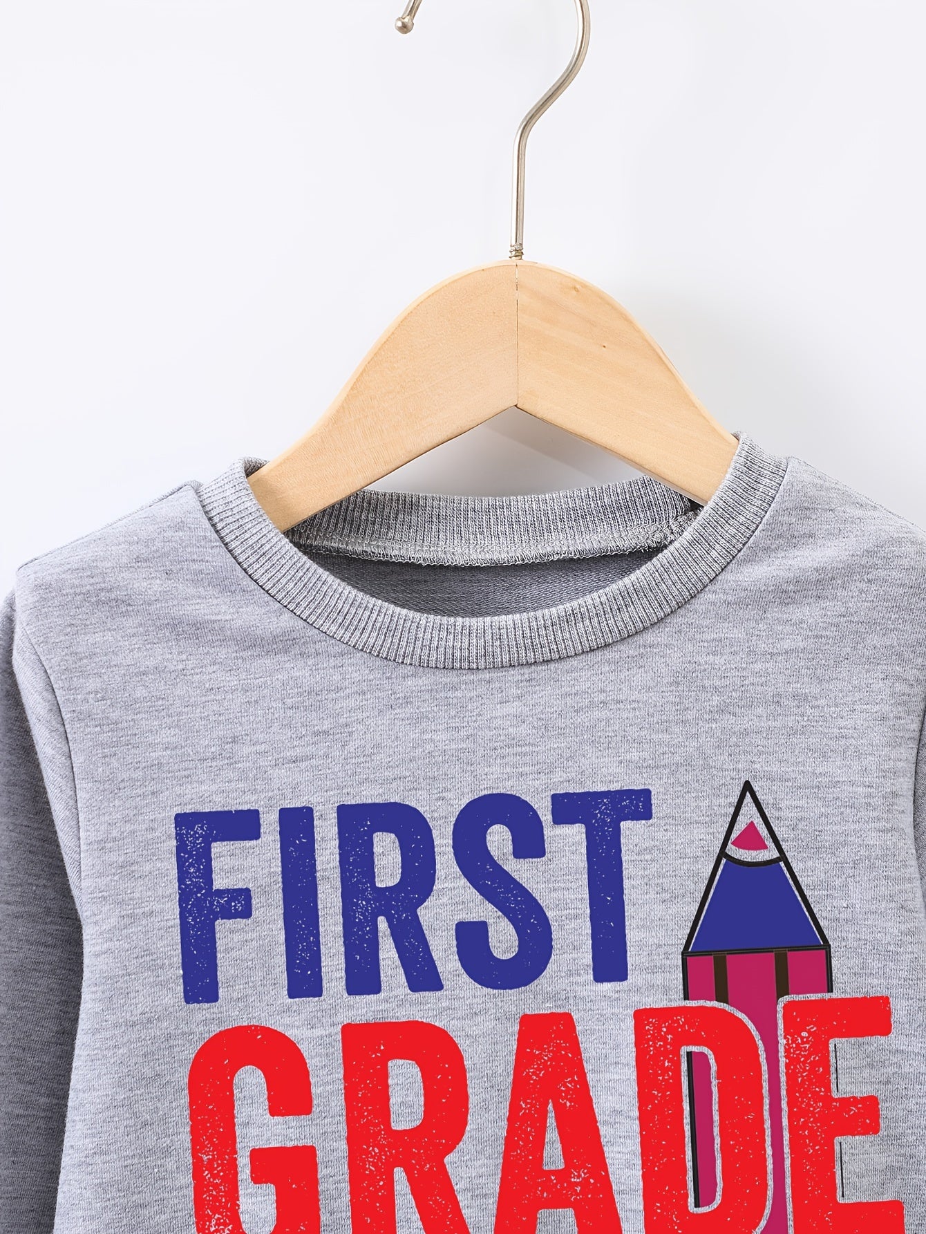 STUD Letter Print Boys Pullover Sweatshirt Crew Neck Tops