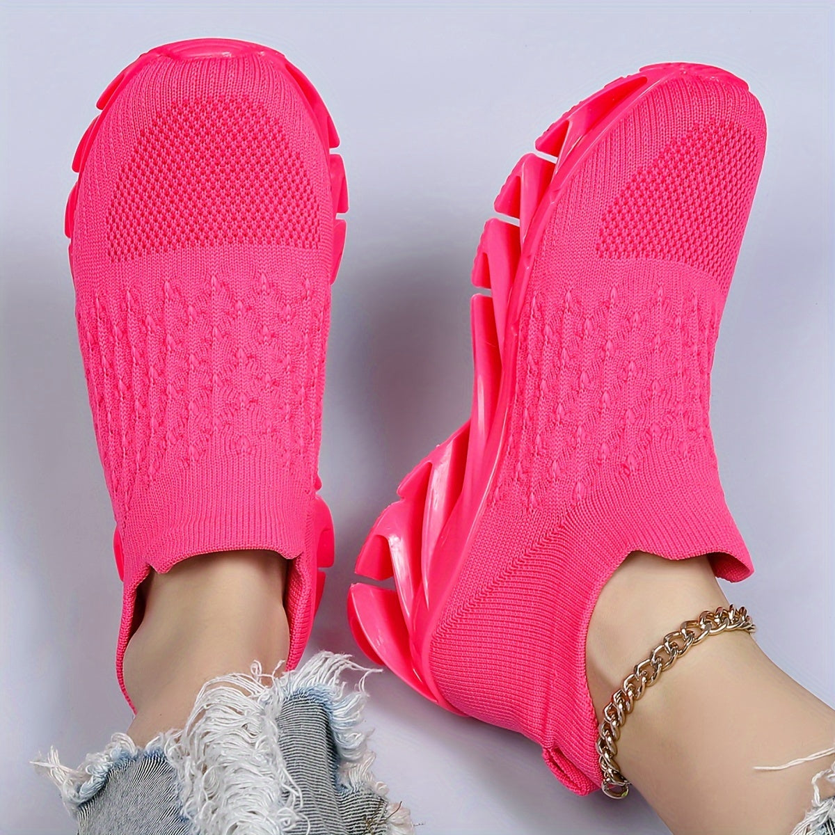 Women's Non-slip Breathable Running Shoes, Slip-on Blade Athletic Sneakers