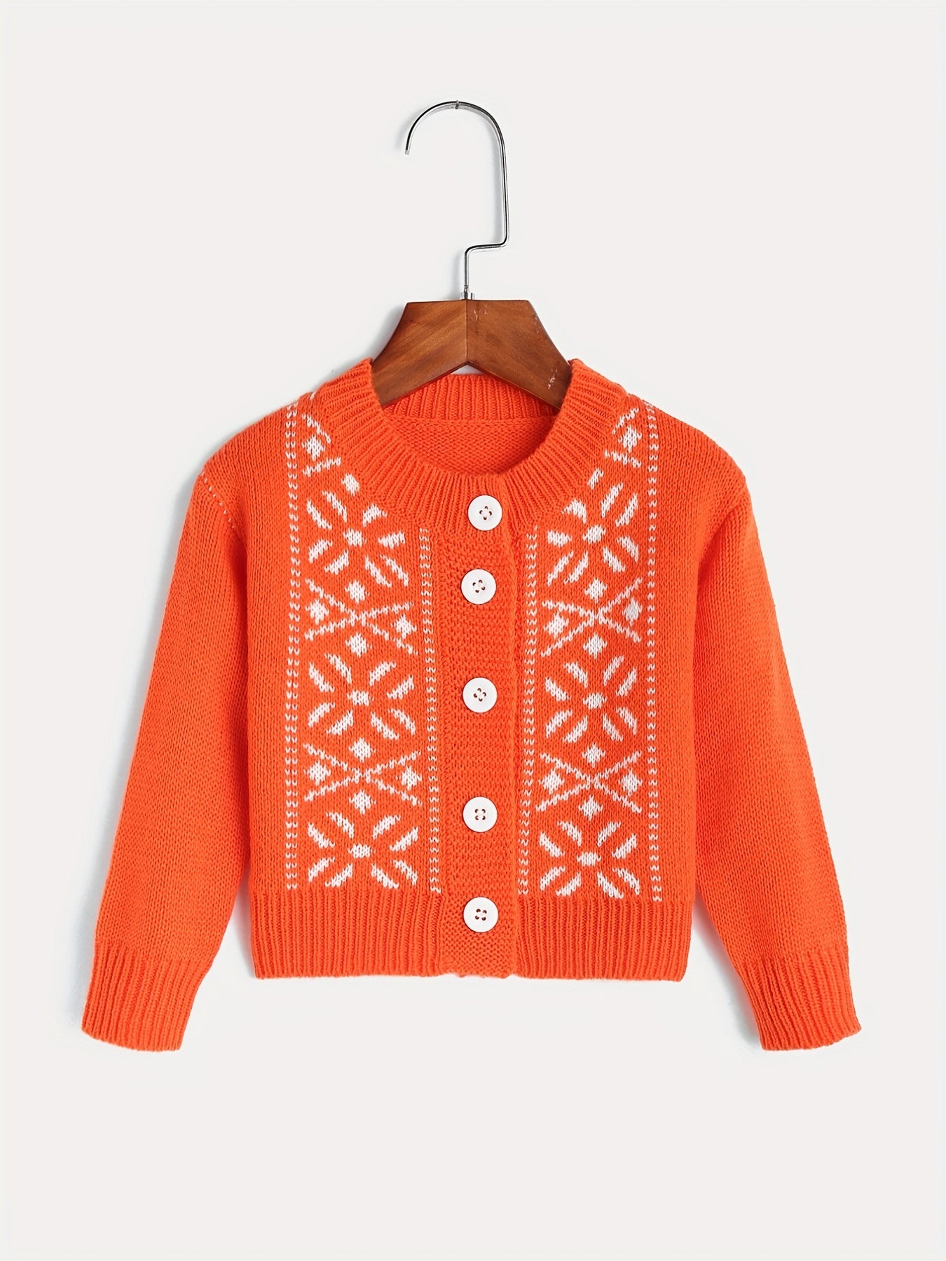 Jacquard Button Up Knit Cardigan Kids Coat Top