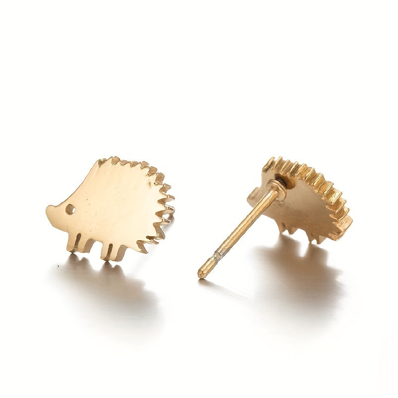 2pcs Men's Stainless Steel Hedgehog Stud Earrings