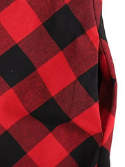  Plaid Print Button Up Lapel Collar Dress
