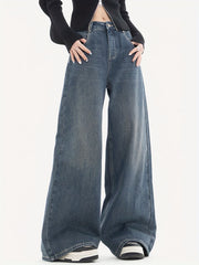 Wide Leg Baggy Jeans Solid Loose Fit Street Grunge Style Denim Pants