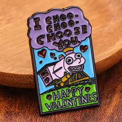 Train Animation Enamel Metal Brooch Accessory