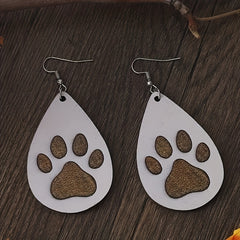 Men's Wooden Dog Paw Drop Earrings