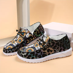 Sunflower Pattern Boat Shoes Lightweight Flats Women's Footwear