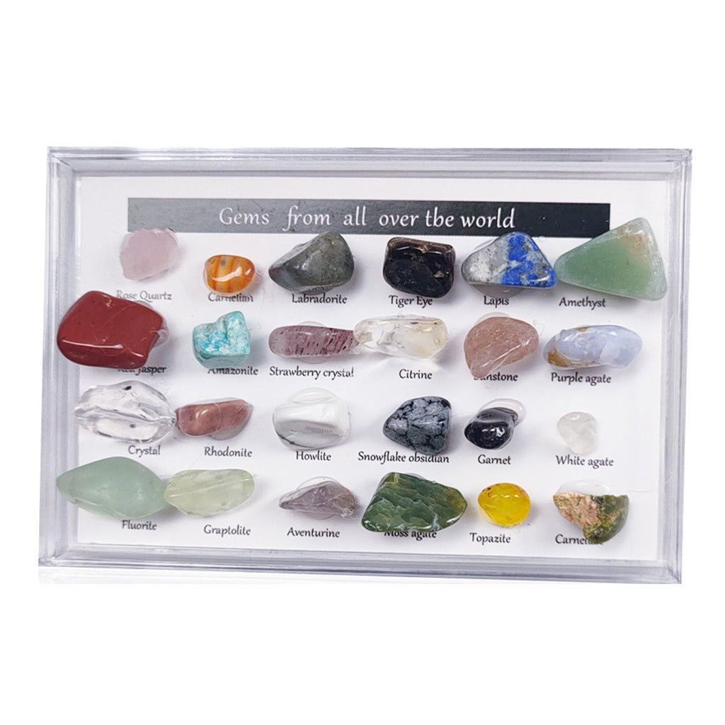 24pcs Natural Tiny Crystal Agate Stones Box Specimens