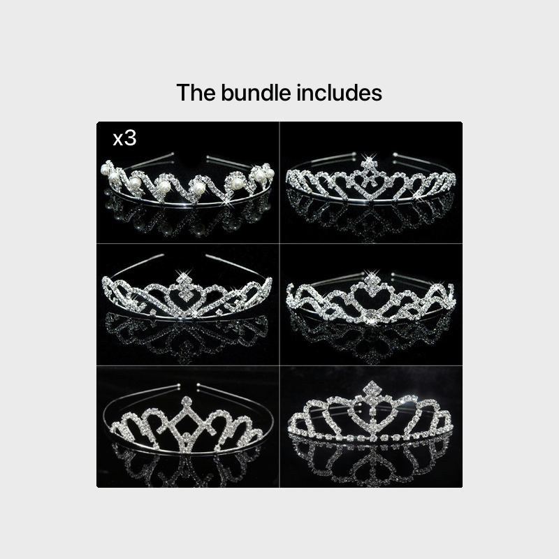 Silver Tiara Headband Girls Princess Tiaras Rhinestone Crown