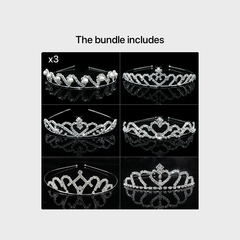 Silver Tiara Headband Girls Princess Tiaras Rhinestone Crown