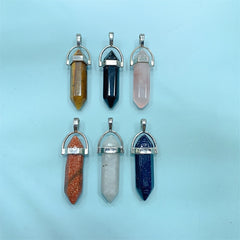 Crystal Tower Pendant Natural Quartz Point Wand Charm Obelisk 41mm