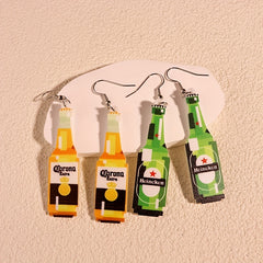 Beer Bottle Graffiti Dangle Earrings Acrylic Gift Women Girls
