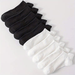 10 Pairs Solid Low Cut Socks Soft & Comfy Women's Stockings