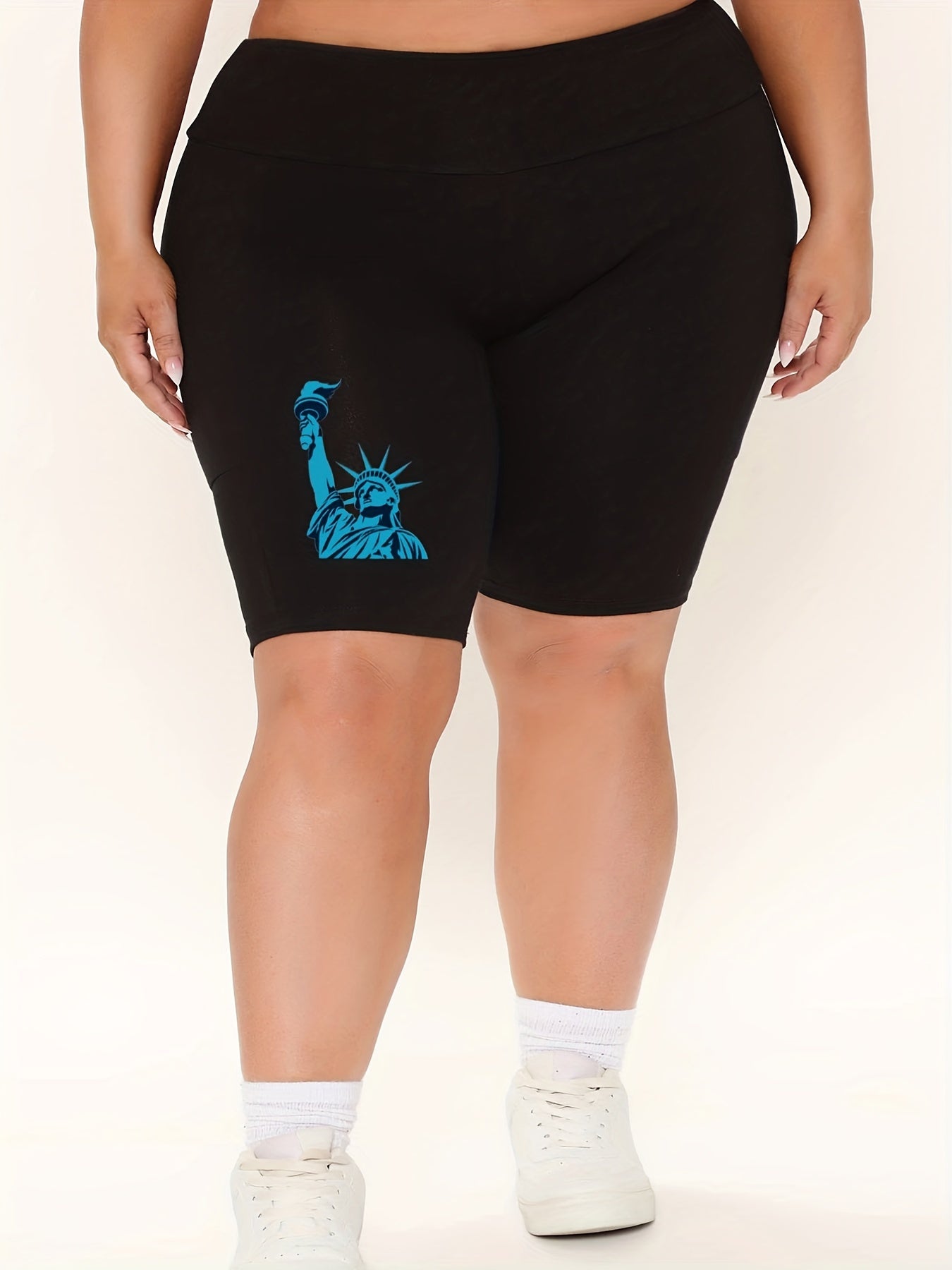  Women's Graphic Print High Rise Skinny Fitness Shorts