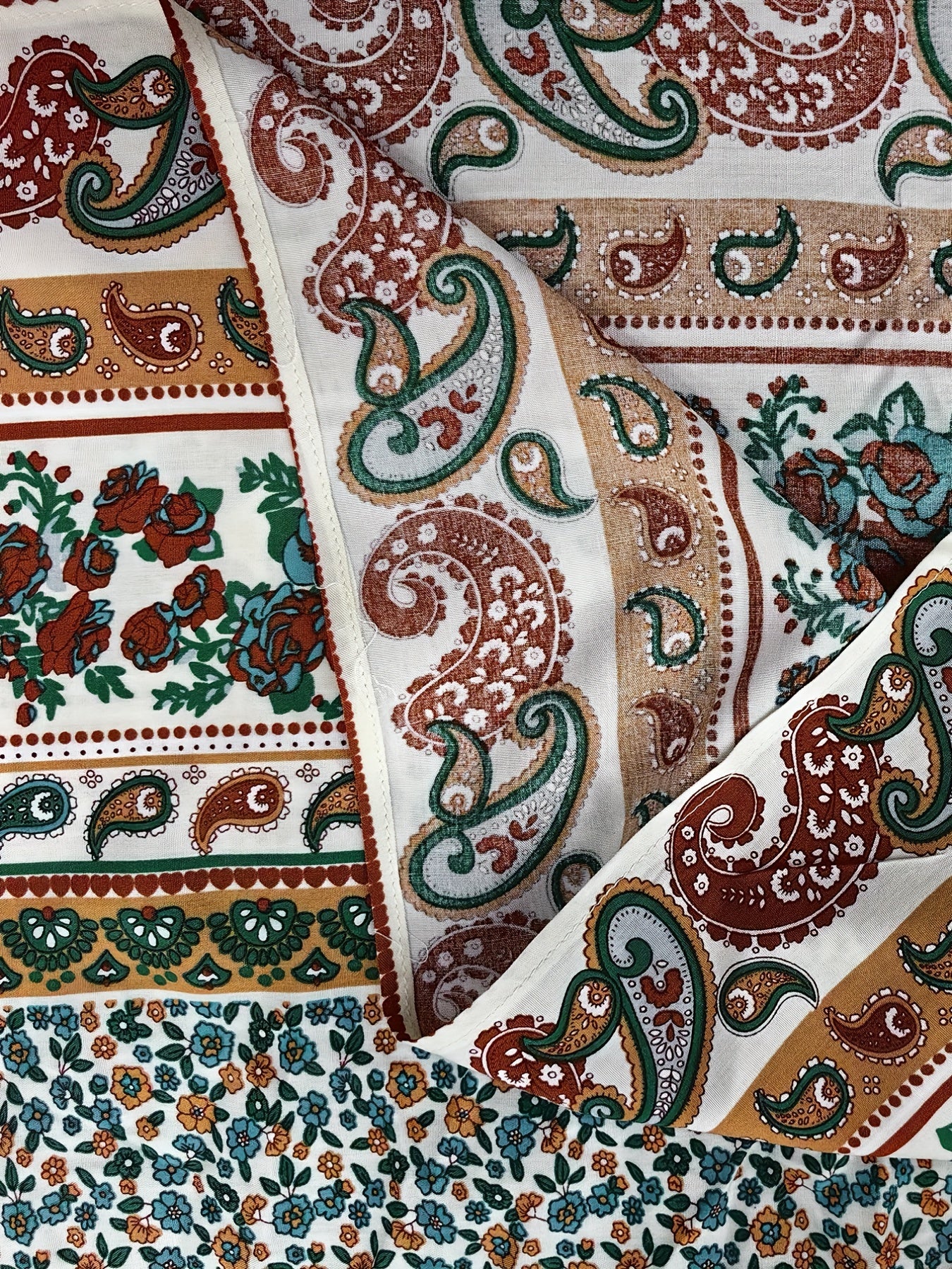  Colorblock Paisley Floral Maxi Dress