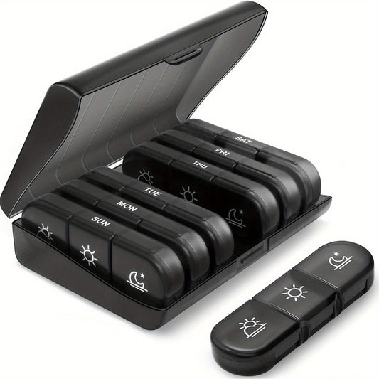 Portable 7-Day Pill Organizer with Light-Proof Containers
