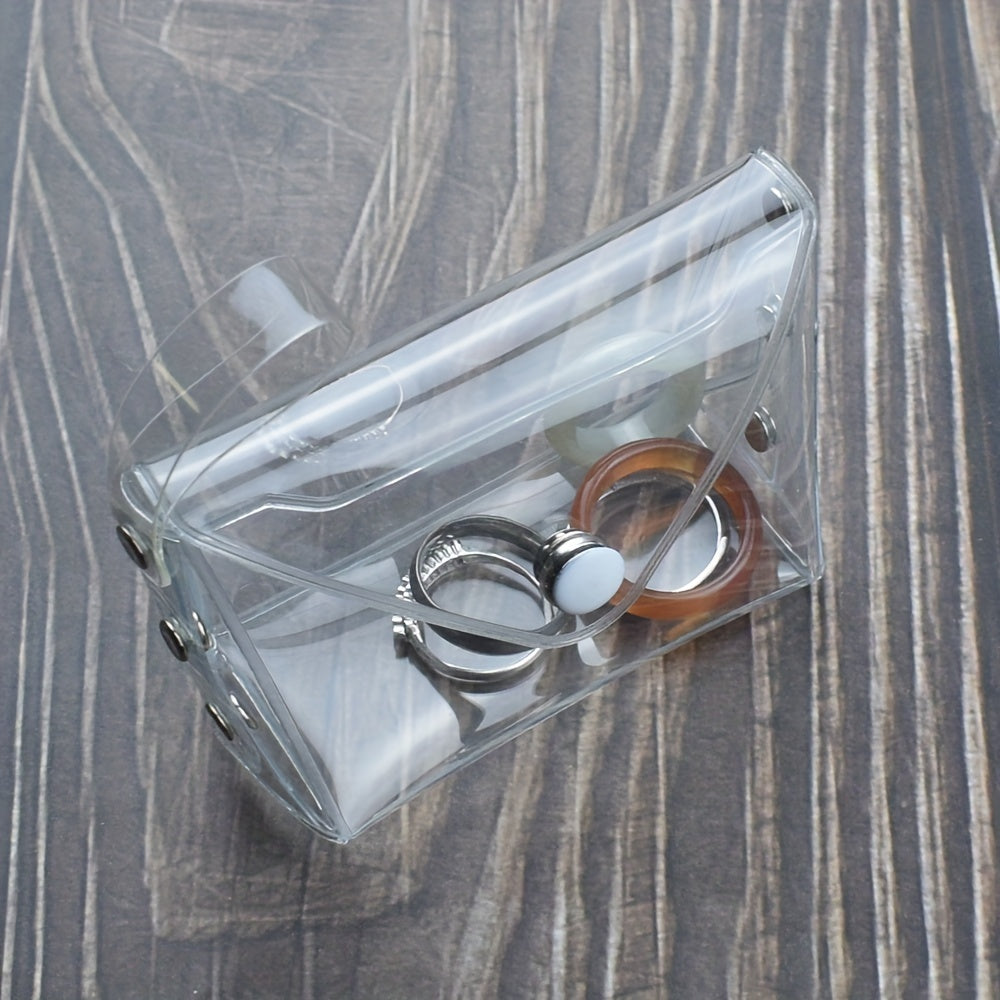 Small Transparent Plastic Snap Coin Purse Multifunctional Wallet