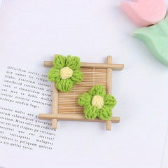 10pcs Crochet Flowers Diy Knitted Woolen Flower Clothing Accessories