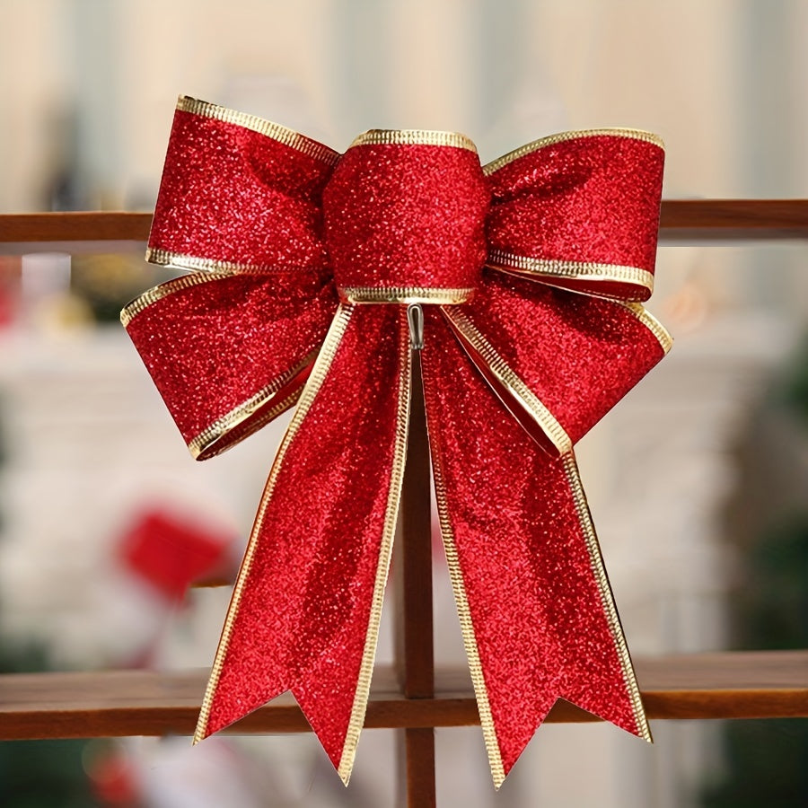 6pcs 7.87IN Christmas Golden Bow Knot Set for Gift Boxes & Tree Wreaths