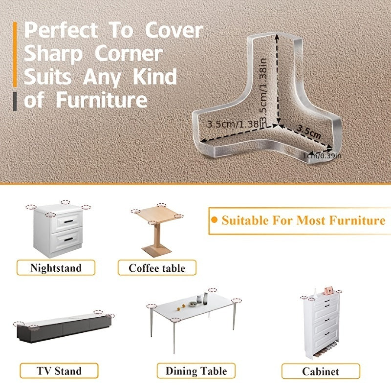 12pcs Safety Transparent T-shaped Corner Protector Thickened Baby Table Guards