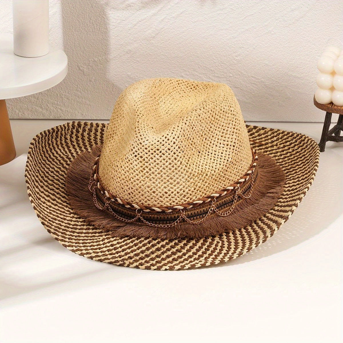 Breathable Handwoven Cowboy Hat for Outdoor Activities