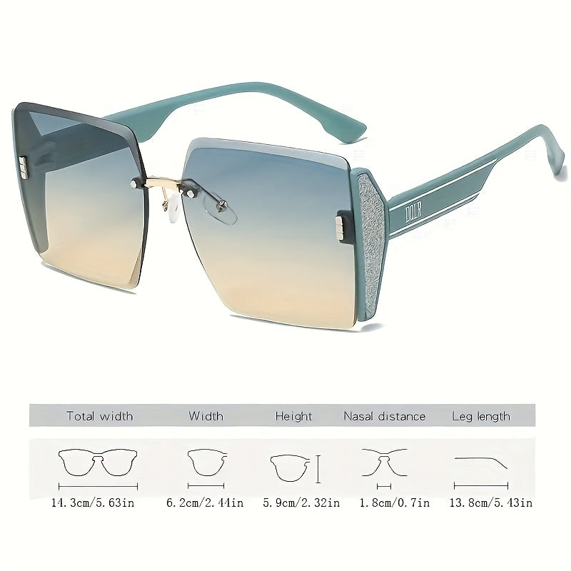 Oversized Rimless Sunglasses Gradient Glasses UV400