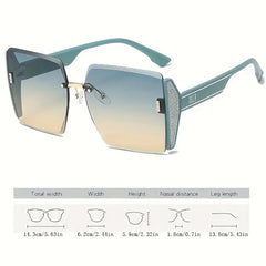 Oversized Rimless Sunglasses Gradient Glasses UV400