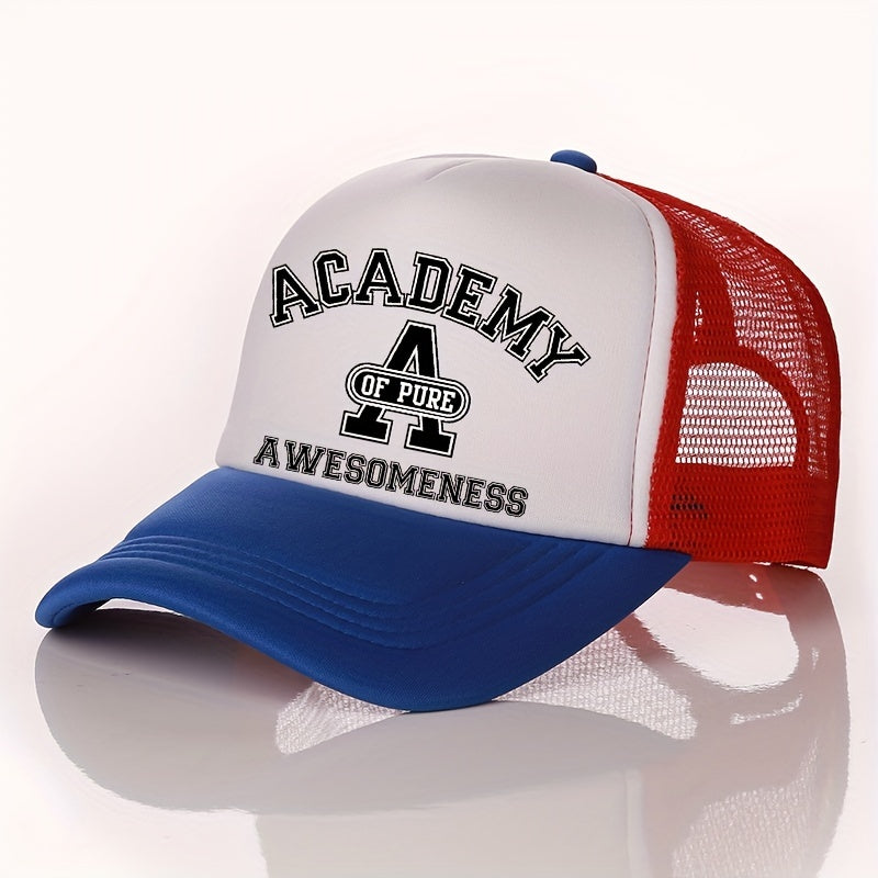 Summer Multicolor Hat Funny ACADEMY AWESOMENESS Letter Print Men's Peaked Cap