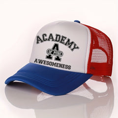 Summer Multicolor Hat Funny ACADEMY AWESOMENESS Letter Print Men's Peaked Cap