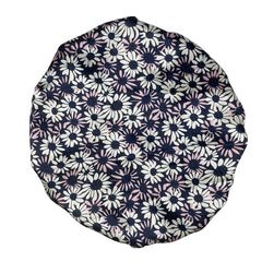 Milk Silk Wide Brim Bonnet Daisy Printed Satin Ladies Hair Cap