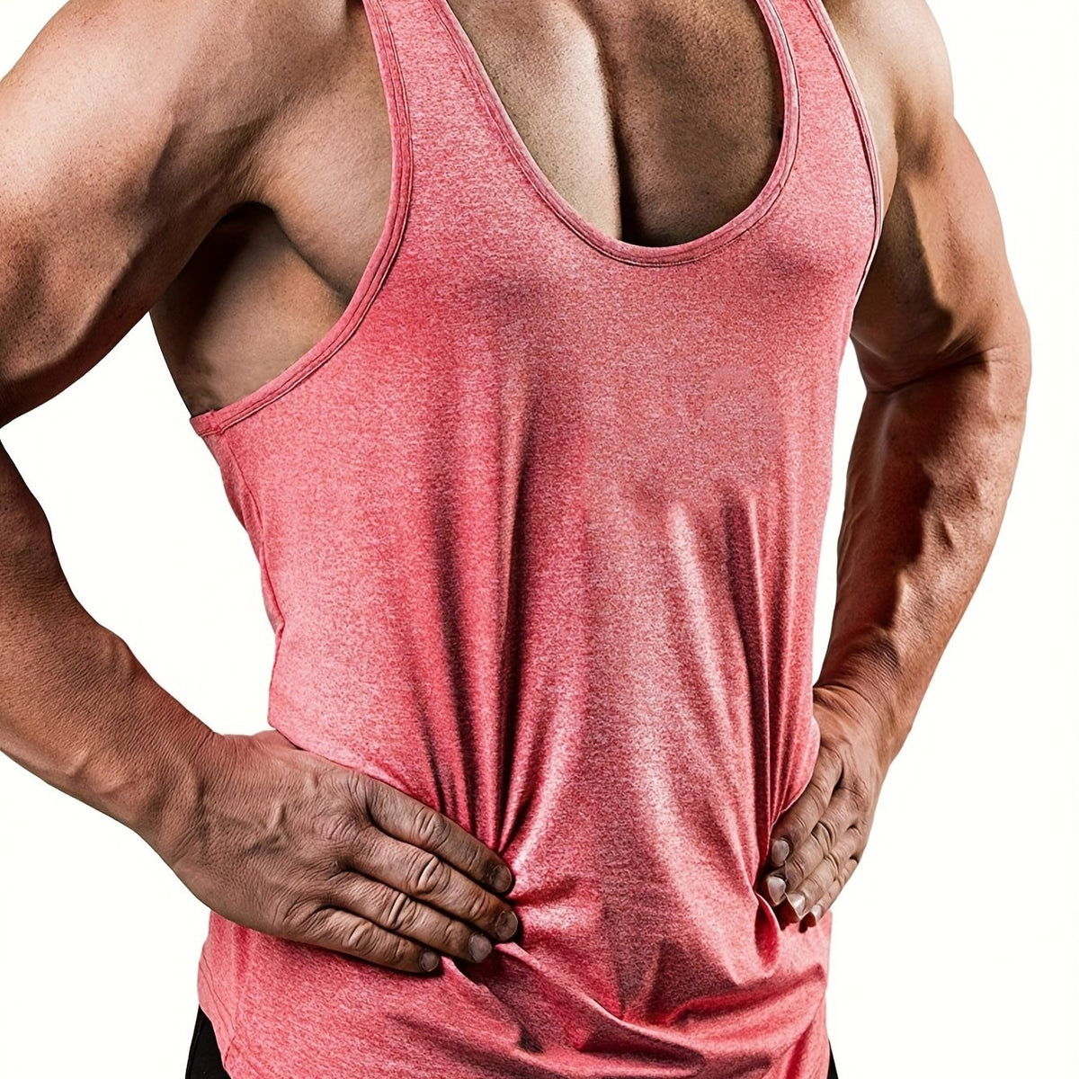 Men's Solid Workout Tank Top Casual Loose Stretch Knitted Top