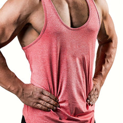 Men's Solid Workout Tank Top Casual Loose Stretch Knitted Top