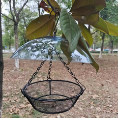 Rainproof Hanging Baffler Bird Feeder with Protective Cover for Outdoor Use