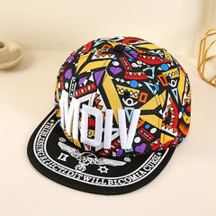 Hip Hop Print Embroidered Snapback Hat Baseball Cap