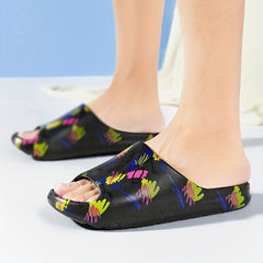 Men's Graphic Print Non Slip Platform Slides
