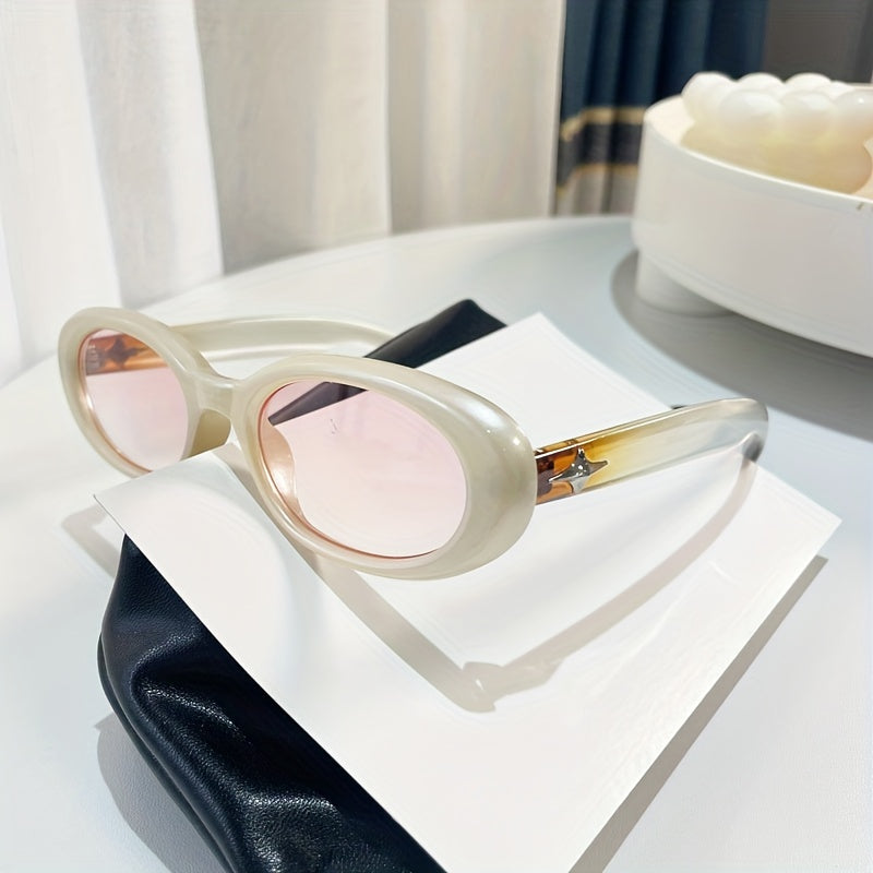 Y2K Oval Sunglasses Punk Star Charm Gradient Glasses UV400