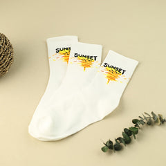 3 Pairs Letter Print Socks - Women's Comfy Mid Tube Socks