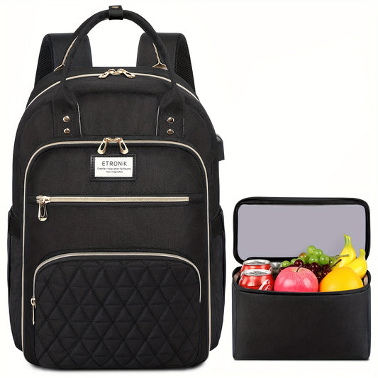 ETRONIK Women's Lunch Backpack 39 Laptop Backpack with Insulated Cooler
