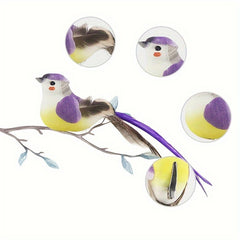 12pcs Feather Bird Ornaments for Christmas Tree Garden Decoration
