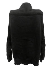  Colorblock Cable Lantern Sleeve High Neck Jumper