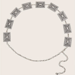 Vintage Carved Silvery Waist Chain Boho Metal Chain Belt Western Dress Girdle