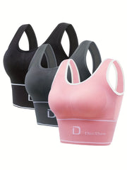 3 Pack Wireless Shockproof Sports Bra - Full Coverage High Performance