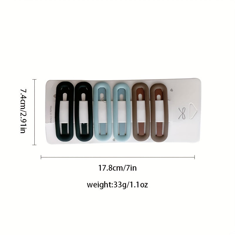 6pcs Solid Hair Clip Female Side Clip Bangs Clip Back Head Non slip Clip