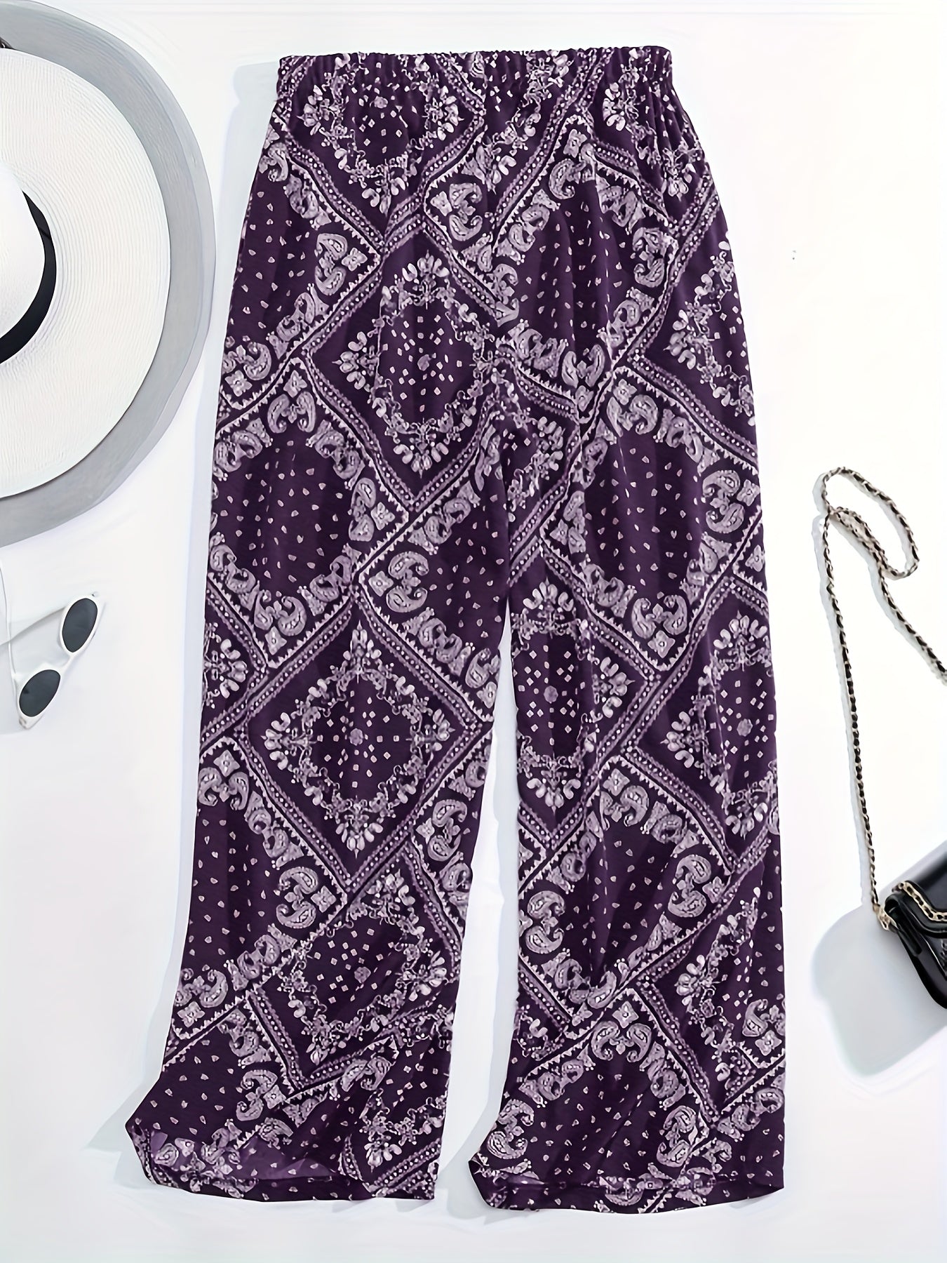  Scarf Print Wide Leg Trousers