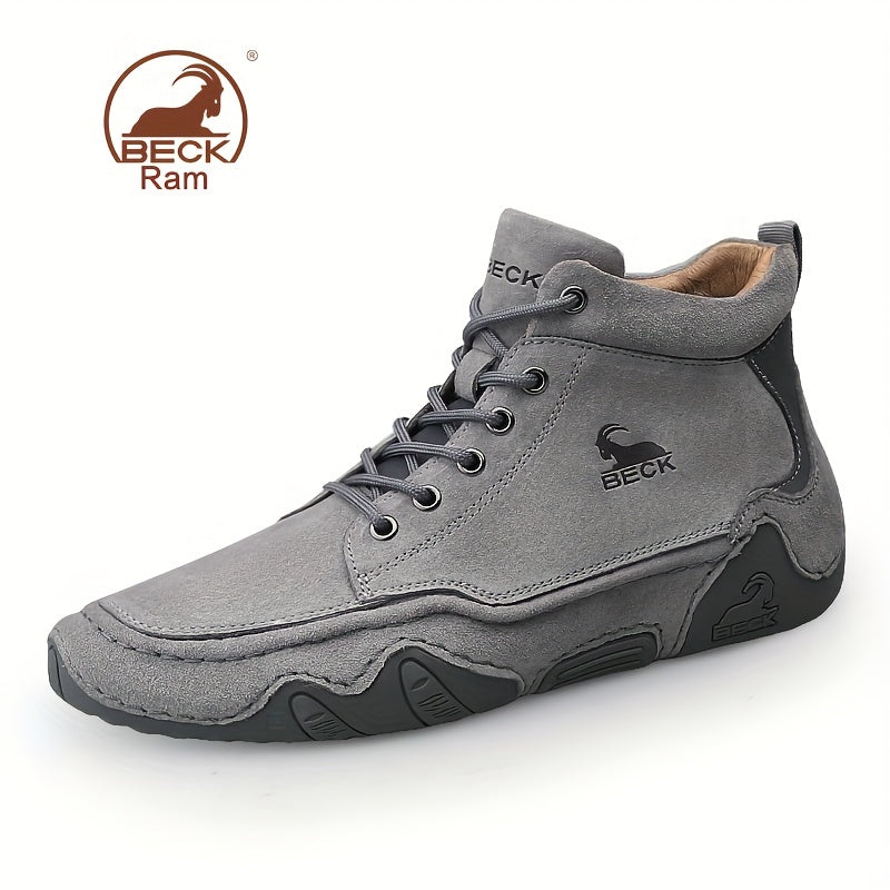 Men's Casual Lace-Up Boots Slip Resistant Leather Sneakers