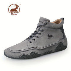 Men's Casual Lace-Up Boots Slip Resistant Leather Sneakers