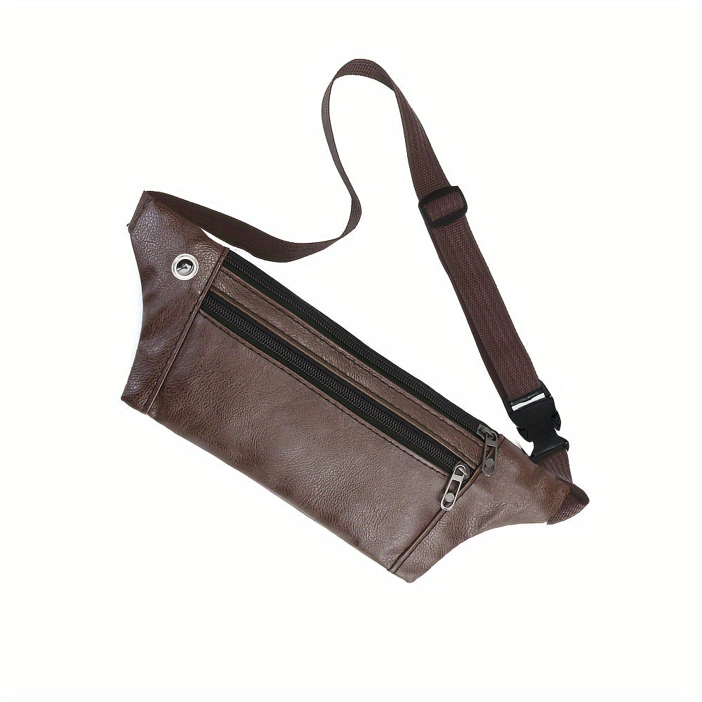 Men's Retro PU Leather Waist Bag Outdoor Sports Chest Bag