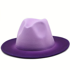 Gradient Wide Brim Fedora Hats for Outdoor Events