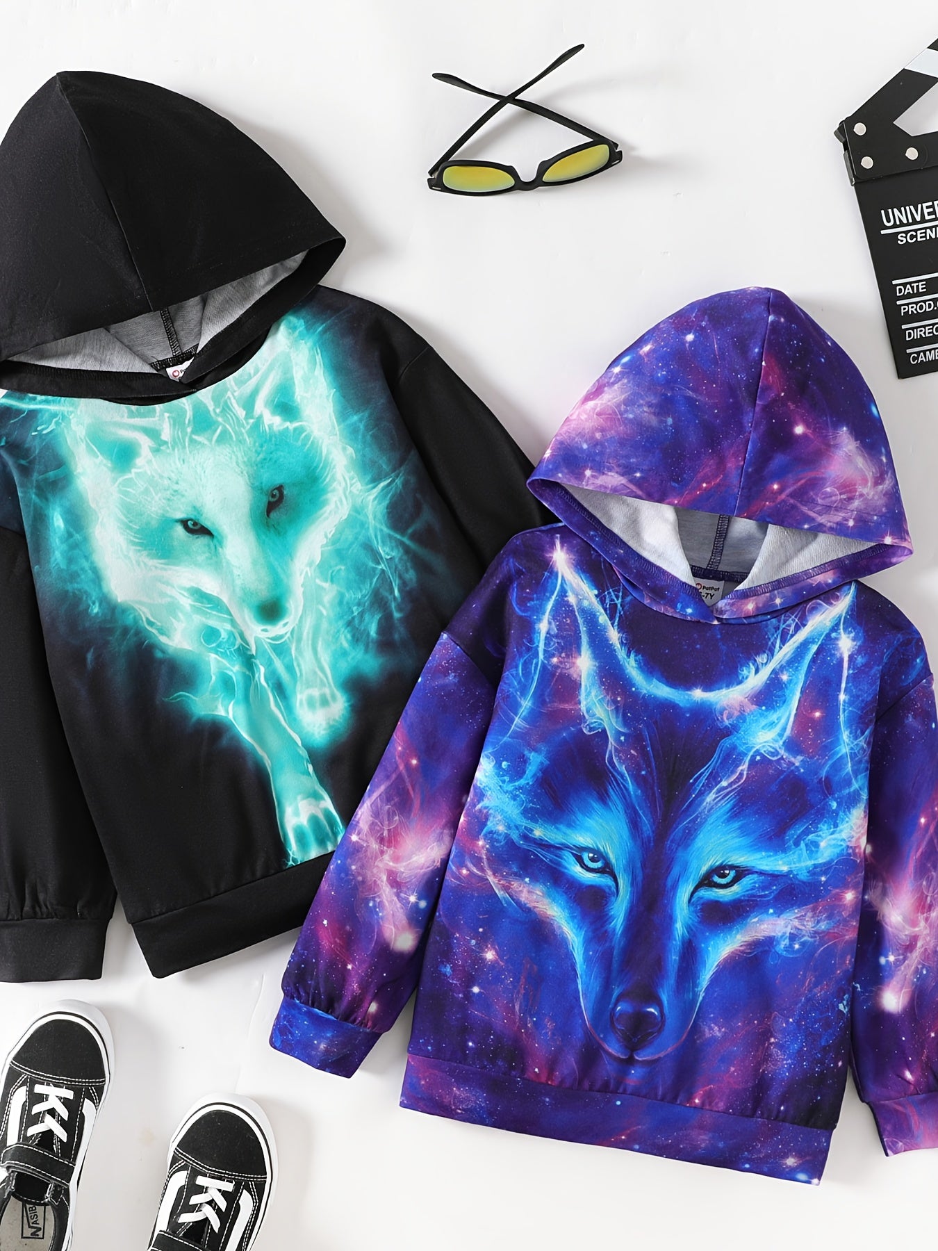 Fox Print Boys Hooded Sweatshirt for Spring Fall
