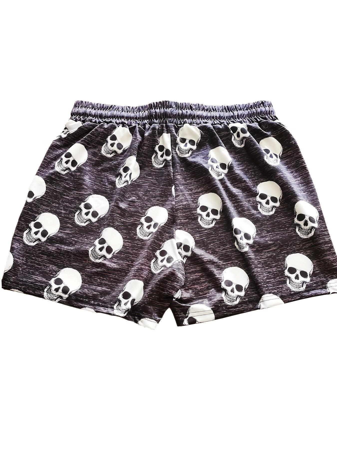  Women's Skull Print Elastic Drawstring Leggings Shorts
