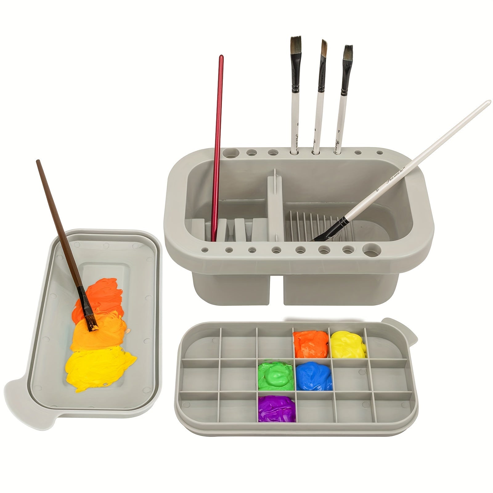 3 In 1 Wash Pen Bucket With Holder & Palette Lid